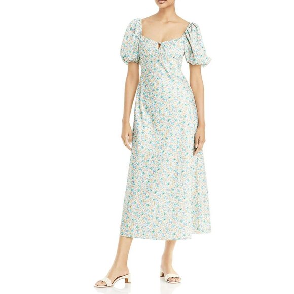 SIGNIFICANT OTHER Katie Floral Puff Sleeve Midi Dress in Bluebell Posie NWT $236 - Picture 1 of 8